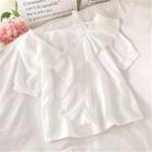 Ruffle Lace Short-sleeve Blouse As Figure - One Size