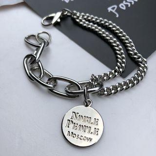 Lettering Disc Pendant Chain Bracelet As Shown In Figure - One Size