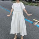 Short-sleeve Frill Trim Midi Dress
