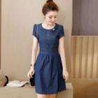Denim Short-sleeve A-line Dress
