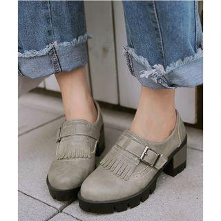 Fringed Chunky Heel Shoes