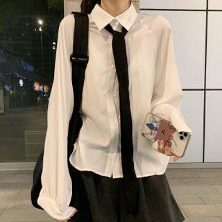 Tie-neck Shirt Shirt - White - One Size