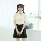 Lace-trim Crepe Blouse Cream - One Size