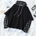 Long-sleeve Mock Two-piece Hooded Sweatshirt