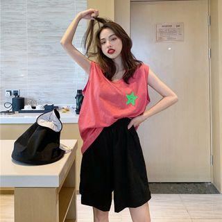 Loose-fit Printed Tank Top / High-waist Shorts