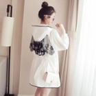 Lace Trim Lettering Hooded Jacket