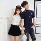 Short-sleeve Piped Couple Shirt