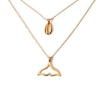Scallop & Whale Tail Layered Necklace