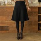 Colored A-line Wool Blend Midi Skirt