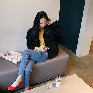 Flap-pocket Zip-up Cotton Jacket