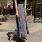 Drawstirng-wasit Patterned Maxi Skirt