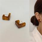 Acetate Open Square Earring 1 Pair - Brown - One Size
