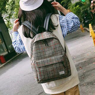 Check Linen Backpack