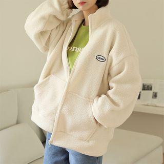 Kangaroo-pocket Sherpa-fleece Oversized Zip Jacket