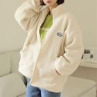 Kangaroo-pocket Sherpa-fleece Oversized Zip Jacket