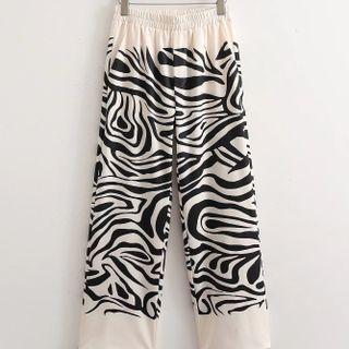 Zebra Print Crop Straight Leg Pants