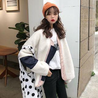 Color-block Fleece Loose-fit Jacket