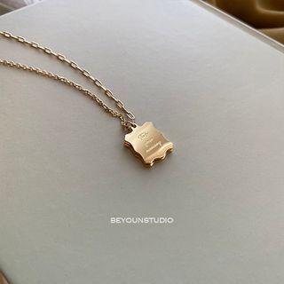 Lettering Pendant Stainless Steel Necklace E281 - Gold - One Size