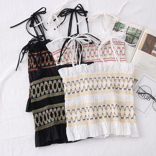 Embroidered Smocked Top