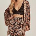 Floral Print Floral Print Open Front Light Jacket