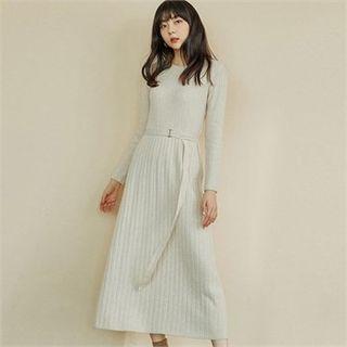 Cashmere Blend Rib-knit Dress With Belt