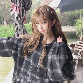 Color-block Long-sleeve Loose-fit Hoodie