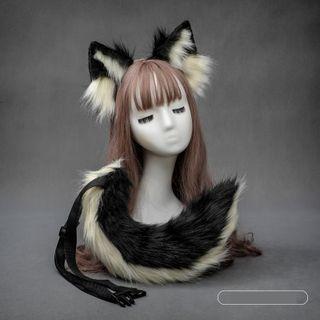 Fluffy Dog Ear Headband / Tail / Set