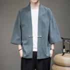 3/4-sleeve Frog-button Linen Jacket
