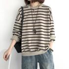 Button-back Striped Sweater