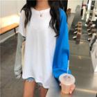 Color-block Long-sleeve Loose-fit Top