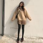 V-neck Sweater / Skinny Pants / Petal Print Mini Shirtdress