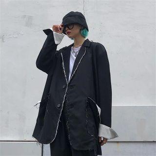 Distressed Single-breasted Blazer