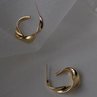 Twisted Alloy Open Hoop Earring 1 Pair - 1644 - Gold - One Size