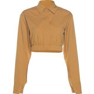 Elastic-hem Crop Shirt