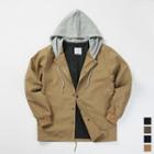 Hooded Snap-button Sporty Jacket