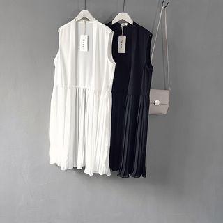 Pleated Chiffon Long Vest
