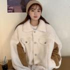 Faux Shearling Button-up Jacket Off-white - One Size