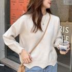 Scallop Edge Sweater Beige Almond - One Size