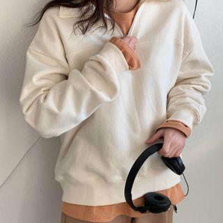 Collared Zip-neck Sweatshirt