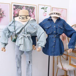 Loose-fit Denim Shirt With Belt