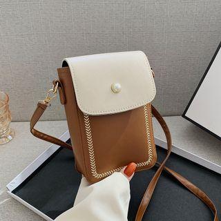 Faux Pearl Embroidered Crossbody Bag