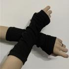 Plain Fingerless Gloves Black - One Size