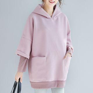 Mock Two-piece Pocket Patch Hoodie