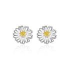 925 Sterling Silver Simple Little Daisy Stud Earrings Silver - One Size