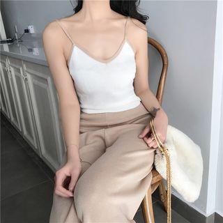 Set: Knit Camisole + Wide-leg Knit Pants
