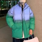 Two-tone Padded Zip-up Coat