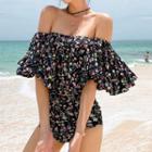 Ruffled Patterned Swimsuit