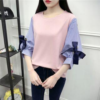 3/4 Sleeve Color Block T-shirt