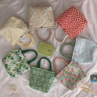 Floral Print Canvas Lunch Bag