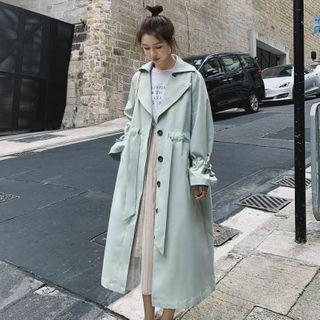 Single-breasted Drawstring Midi Trench Coat